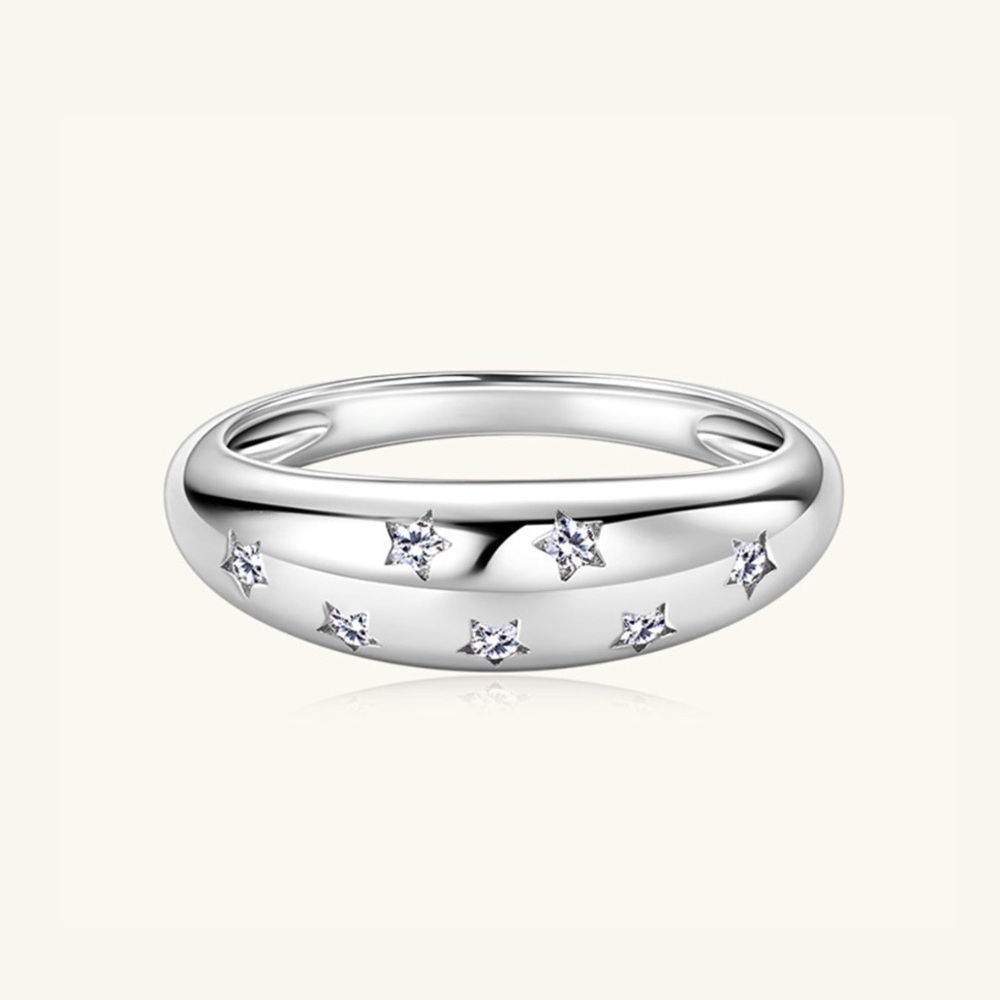 Elegant Silver Star-Studded Ring*Starburst Astrology Cosmic Stars*MLR026